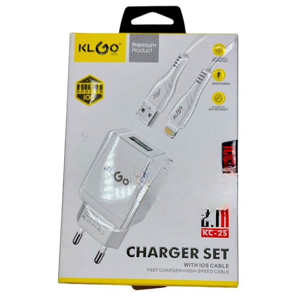 Зарядно + USB кабел за IPHONE, KLGO KS-2S 2.1A