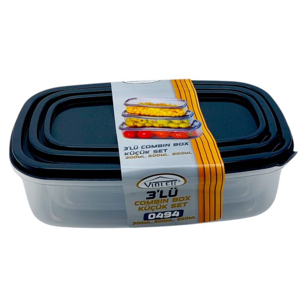 Комплект от 3 Кутии за съхранение, Violet 0,3 л, 0.5 л, 0.85 л