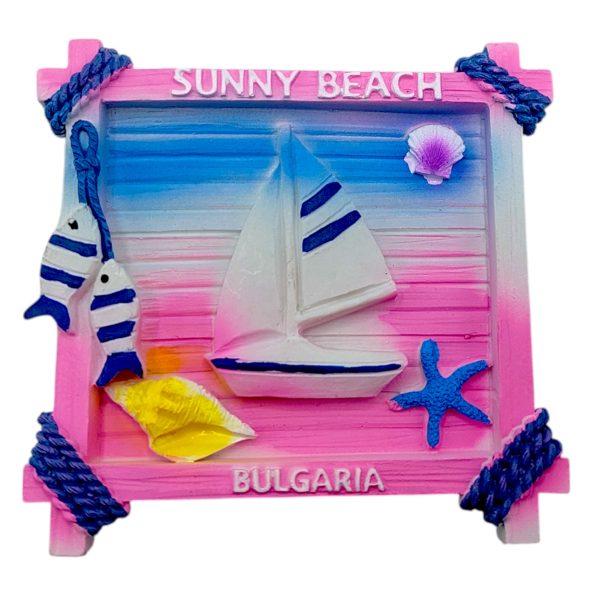 Сувенирен магнит Sunny Beach, 6 х 6 х 1 см, 12 броя в кутия
