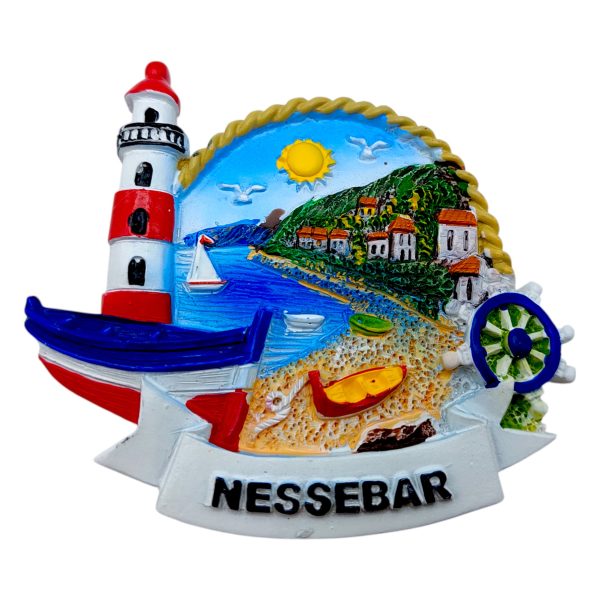 Сувенирен магнит Nessebar, 7 х 7 х 0.5 см, 12 броя в кутия