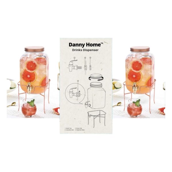 Стъклен дозатор за напитки с кранче 4 л, Danny Home