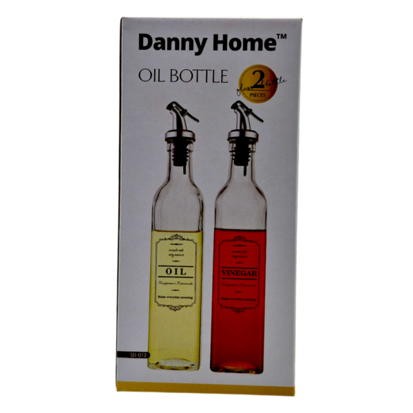 Комплект от две стъклени бутилки за олио, зехтин, оцет и др Danny Home, 30.5 х 6 см 520мл