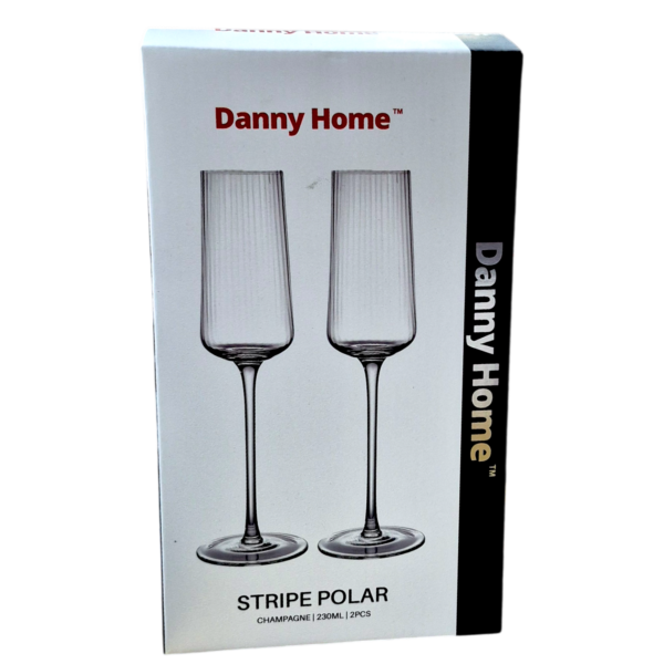 Стъклена чаша за шампанско Danny Home, 2 броя в стек, 5 х 7 х 25 см