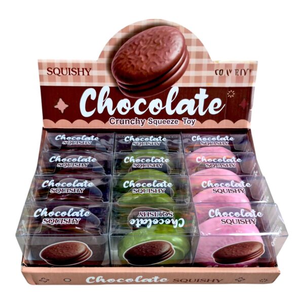 Гумена играчка за мачкане, Chocolate Squishy ( анти-стрес играчка) 5 см, 12 броя в стек
