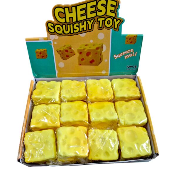 Гумена играчка за мачкане, Cheese Squeeze ( анти-стрес играчка) 7 см, 12 броя в стек