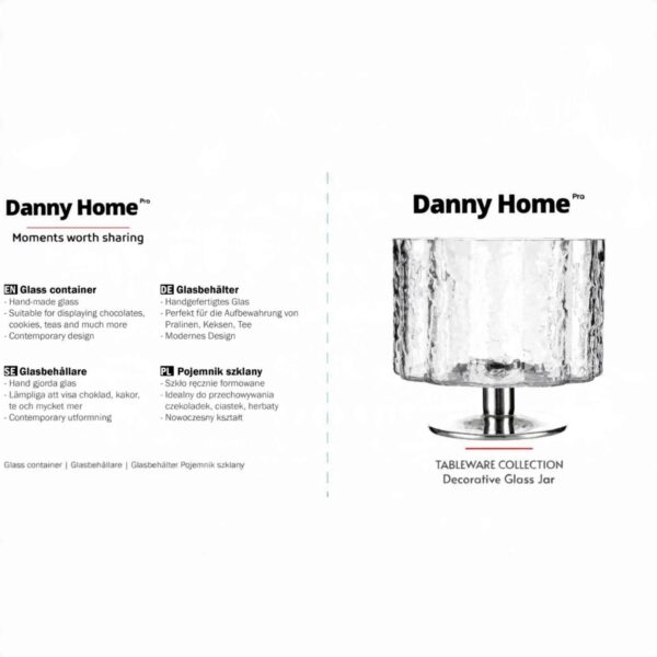 Стъклена декоративна купа на столче, Danny Home, 14.8 х 10 х 13.2 cm